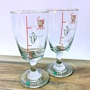 Irish Coffee 6oz Recipe Barware Shot Glasses Vintage Set 2